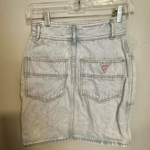 Vintage Guess Acid Washed Jean Skirt high waist 80s 90s sz 28 size 6 denim - Picture 4 of 5